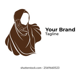 logo design, illustration of a Middle Eastern hijab-wearing Muslim woman's clothing model, suitable for your brand