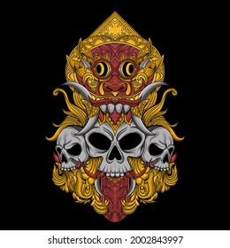 Logo design illustration oriental with colour black red and Yellow