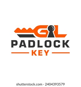 logo design illustration of a padlock with the letters GL