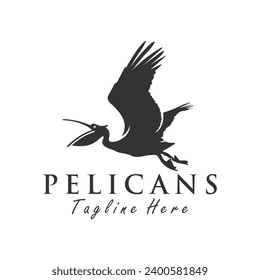 logo design illustration of a pelican eating fish