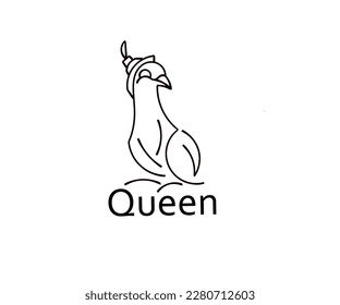 logo design illustration queen bird image in black and white, editable for your brand   