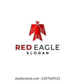 Logo design illustration of a red eagle on a white background
