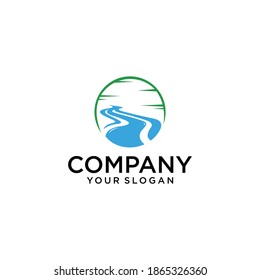 logo design illustration of a river vector