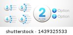 Logo Design Illustration Set Sign Numbers "in one". Flat Button with Figures 2,3,4,5,6 in 1 icon and Tapes with Names Options. Color banner with logo three and one numeral in the Circle Button set