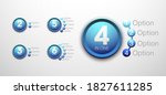 Logo Design Illustration Set Sign Numbers "in one". Flat Button with Figures 2,3,4,5,6 in 1 icon and Tapes with Names Options. Color banner with logo three and one numeral in the Circle Button set