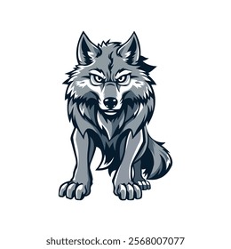 logo design illustration of a wolf animal symbol of strength, wisdom and courage