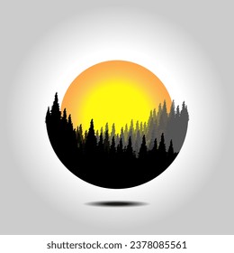 logo design With illustrations of a large tree and a moonscape.