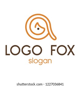 Logo design with the image of a Fox in the shape of a circle. Stylized image of the animal. Vector sign, in the form of the letter "a".