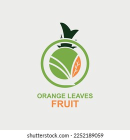 logo design with the image of a fruit with orange leaves