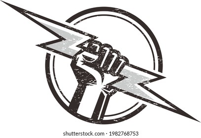 diseño de logotipo con imagen de mano y flash eléctrico
