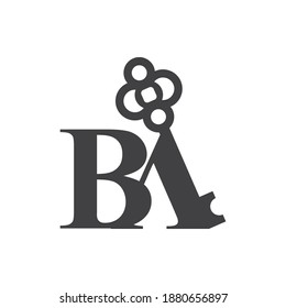 logo design of initial BA with key. suitable for your business, company, etc. a unique, exclusive, elegant, professional, clean, simple, modern logo. It would be perfect for your company.