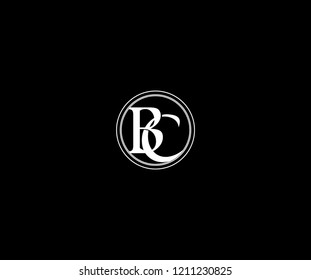 Logo Design Initial BC Letter Linked Inside Line Circle Monogram