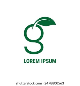 logo design initial G lowercase letter with leaf