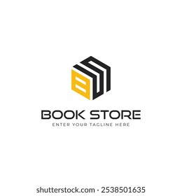 Diseño de logotipo Letra inicial BS forma hexagonal. Diseño de concepto de tienda de libros de logotipo