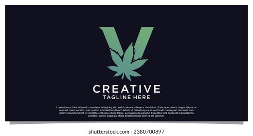 Carta inicial de diseño de logotipos para empresas con el concepto de cannabis Vector Premium