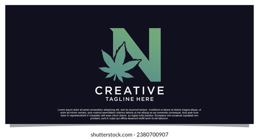 Carta inicial de diseño de logotipos para empresas con el concepto de cannabis Vector Premium