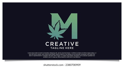 Carta inicial de diseño de logotipos para empresas con el concepto de cannabis Vector Premium