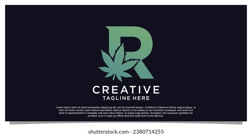 Carta inicial de diseño de logotipos para empresas con el concepto de cannabis Vector Premium