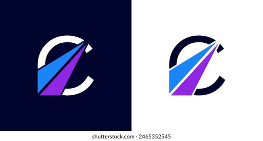 logo design Initial letter C financial marketing, financial, business with arrow direction logo vector illustration