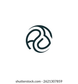 Design do logotipo AS Letra inicial Círculo Simples e criativo