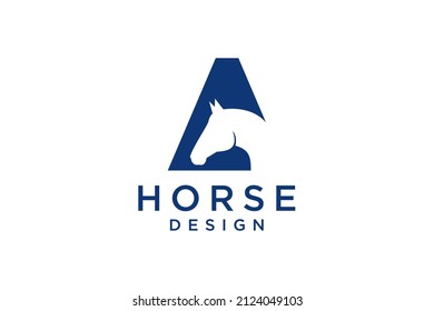 El diseño del logotipo con la letra inicial A se combina con una cabeza de caballo moderna y profesional