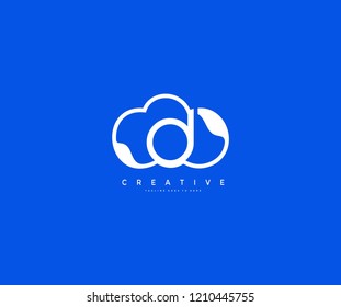 Logo Design Initial Letter D Isolated Modern Cloud Shape Illustration