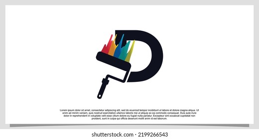 Logo design initial letter D for business with paint color concept Premium Vector