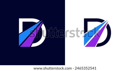 logo design Initial letter D financial marketing, financial, business with arrow direction logo vector illustration