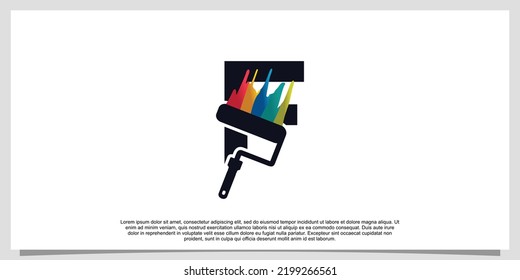 Logo design initial letter F for business with paint color concept Premium Vector