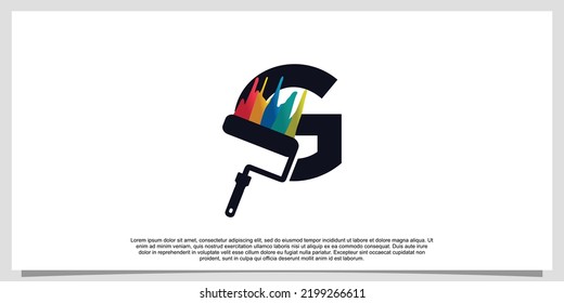 Logo design initial letter G for business with paint color concept Premium Vector