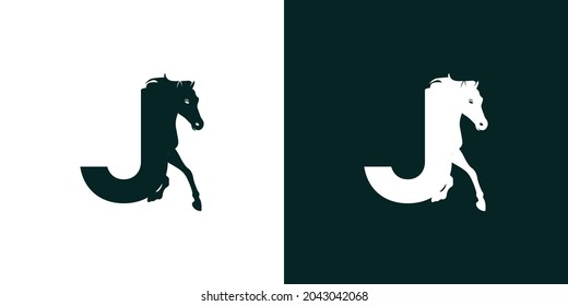 Logo design with the initial letter J combined with the symbol of a horse is modern and professional