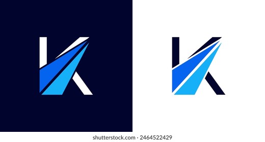 logo design Initial letter K financial marketing, financial, business with arrow direction logo vector illustration