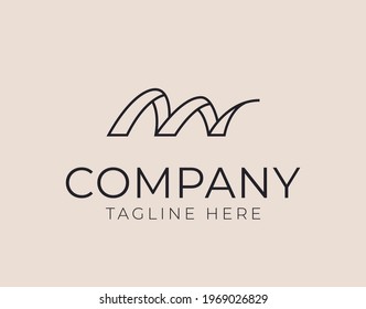 Diseño del logotipo de la letra inicial M simple. Ilustración vectorial de una línea curva única abstracta Letra inicial M. Vintage Modern Vector Line Design Template