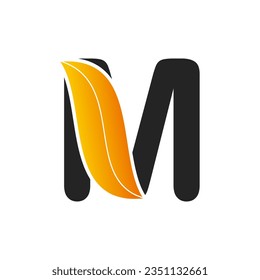 Diseño del logotipo de la letra inicial M con hoja. logotipo de naturaleza, logotipo de hoja. un logotipo único, exclusivo, elegante, profesional, limpio, sencillo y moderno.