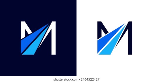 logo design Initial letter M financial marketing, financial, business with arrow direction logo vector illustration