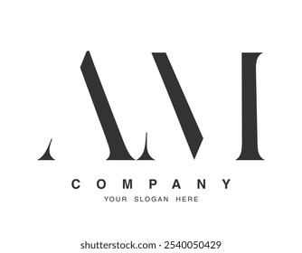 AM logo design. Initial letter a and m serif font style. Creative classic company name typography. Trendy logotype or identity. Vector illustration.