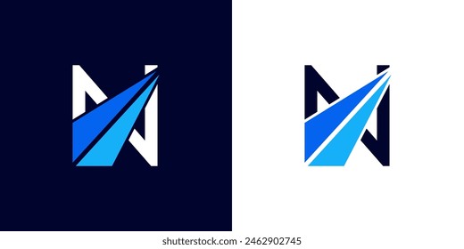 logo design Initial letter N financial marketing, financial, business with arrow direction logo vector illustration