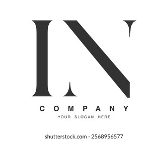 IN logo design. Initial letter i and n serif font style. Creative classic company name typography. Trendy logotype or identity. Vector illustration.