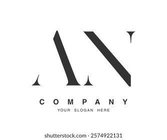 AN logo design. Initial letter a and n serif font style. Creative classic company name typography. Trendy logotype or identity. Vector illustration.