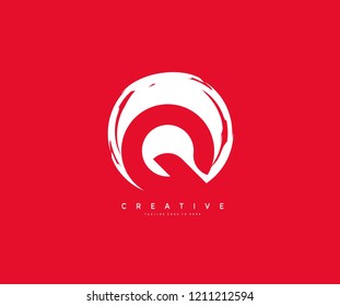 Logo Design Initial Letter Q Isolated Rounded Paint Stroke Shape Illustration