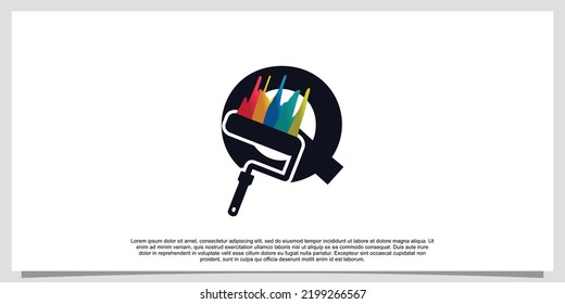 Logo design initial letter Q for business with paint color concept Premium Vector