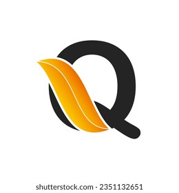 Diseño del logotipo de la letra inicial Q con hoja. logotipo de naturaleza, logotipo de hoja. un logotipo único, exclusivo, elegante, profesional, limpio, sencillo y moderno.
