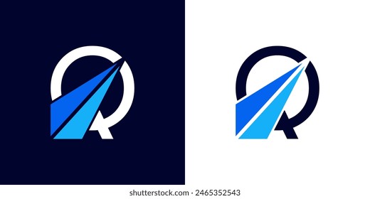 Diseño de logotipo Letra inicial Q marketing financiero, financiero, negocios con Ilustración vectorial de logotipo de dirección de flecha