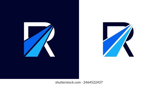 Logo Design Anfangsbuchstabe R Finanzmarketing, Finanzgeschäft, Geschäft mit Pfeilrichtung Logo Vektorillustration