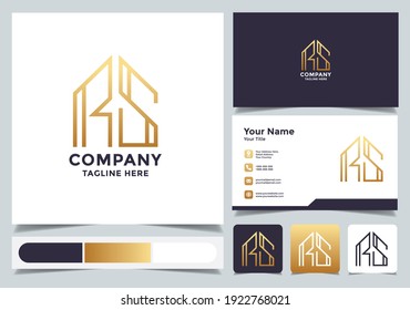 logo design of initial letter RS with business card. real estate logo. building logo. a unique, exclusive, elegant, professional, clean, simple, modern logo.