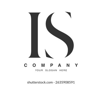 IS logo design. Initial letter i and s serif font style. Creative classic company name typography. Trendy logotype or identity. Vector illustration.