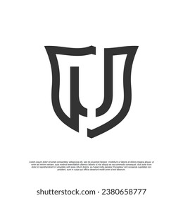 Logo-Design-Anfangsbuchstaben mit Schild für kreatives Unternehmenskonzept Premium-Vektorgrafik