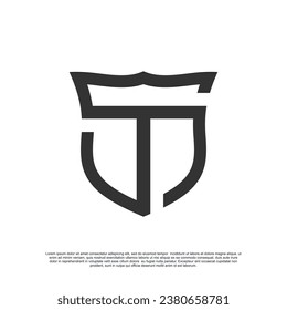Logo design initial letter with shield for business creative concept Premium Vector
