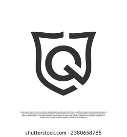 Letra inicial de diseño de logotipo con el escudo para el concepto creativo de empresa Vector Premium
