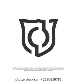Logo design initial letter with shield for business creative concept Premium Vector